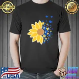 Sunflower with blue butterflies and gold hearts Ukraine shirt