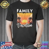Sunset Palm Trees Tropical Summer Vacation Family Vacation T-Shirt