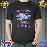 Turtle Watercolor Sea Ocean Just A Girl Who Loves Turtles T-Shirt