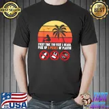 Vintage Beach Clean-Up Team, Pick Up 3 Pieces Of Plastic T-Shirt