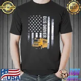 Vintage bus driver America flag shirt