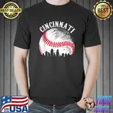 Vintage Cincinnati Skyline City Baseball Tee Met At Gameday T-Shirt