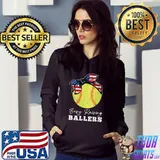 Womens Funny Mom Busy Raising Ballers softball USA Flag T-Shirt