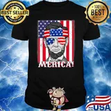 Abraham Lincoln Merica 4th Of July American Flag Boys Kids T-Shirt