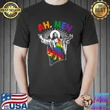 Ah Men Funny LGBT Gay Pride Jesus Rainbow Flag Christian T-Shirt