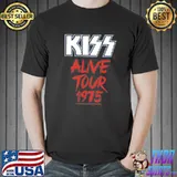 Alive tour 1975 anniversary kiss band design shirt