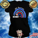All American Mommy USA Flag Rainbow 4th Of July Patriotic T-Shirt Ladies tee