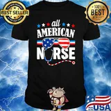 All American Nurse Scrub Memorial Day 4th of July RN Women T-Shirt