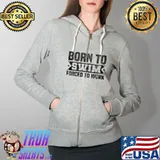 Born To Swim Forced To Work Distressed - Quotes About Swimming T-Shirt Full Zip Hooded