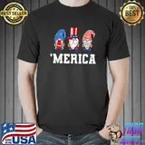 Funny 4th Of July Gnomes Funny Merica USA Flag Patriotic T-Shirt Unisex