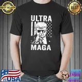 Funny Anti Joe Biden ULTRA MAGA Patriotic Trump USA Flag T-Shirt