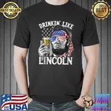 Funny Flag US Drinking Beer Like Lincoln Beer 4th of July Men Women Essential T-Shirt