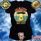 Get In Loser We're Doing Butt Stuff Vintage Camping T- Ladies tee