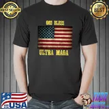 GOD Bless America Ultra MAGA American Flag T-Shirt