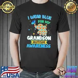 I Wear Blue For My Grandson Autism Awareness Elephant Shirt Unisex