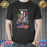 Life is better in a jeep charli brown snoopy america flag shirt