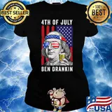 Mens Ben Drankin 4th Of July Usa Flag Vintage Independence Day T-Shirt Ladies tee