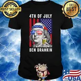 Mens Ben Drankin 4th Of July Usa Flag Vintage Independence Day T-Shirt