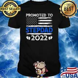 Mens Retro Promoted To Stepdad 2022 USA Flag Father's Day Premium T-Shirt