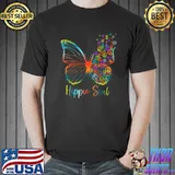 Pretty Hippie Soul Butterfly with Peace Signs Hippie T-Shirt Unisex