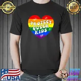 Protect Queer Kids LGBTQ Gay Pride Month Rainbow Heart LGBT T-Shirt
