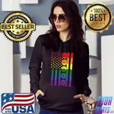 Rainbow US American Flag Basketball Gay Pride LGBTQ Sports T-Shirt