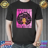 Stronger Than Breast Cancer Pink Ribbon Afro Black Women T-Shirt