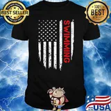 Swimming American Flag 4th of July Swimmer Premium T-Shirt