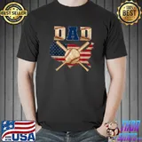 Vintage Proud Baseball Dad Cool American Flag T-Shirt Unisex