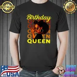 Womens Black Sistas Queen Melanin Afro African American Birthday T-Shirt