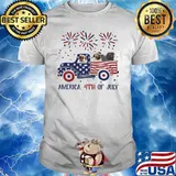 American Flag 4th Of July Truck Pug Shirt