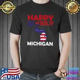 American Independence Day 4th July Veteran Michigan T-Shirt