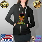 Celebrate Juneteenth Outfit Women Messy Bun Eye Glasses T-Shirt Full Zip Hooded