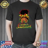 Celebrate Juneteenth Outfit Women Messy Bun Eye Glasses T-Shirt