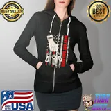 Dad Best Cat Dad Ever Flag Shirt Full Zip Hooded