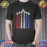 Fighter jets with usa American flag 4th of july celebration shirt