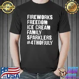 Fireworks freedom ice cream family sparklers 4th of july shirt