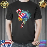 Flamingo American flag flAmerica patriotic 4th of july shirt