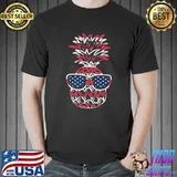 Hawaiian Pineapple American Flag Sunglasses 4th of July Men Premium T-Shirt