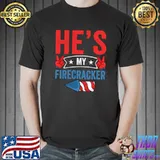 Hes My Firecracker 4th Of July Matching Couples His And Her Essential T-Shirt