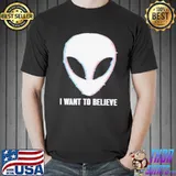I want to believe alien head trippy ufo shirt