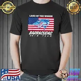 Lake of the woods barracudas swim team shark usa flag T-Shirt