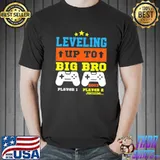 Leveling up to big bro 2023 pregnancy announcement shirt