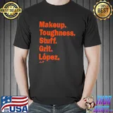 Makeup. toughness. stuff. grit. jorge lópez. shirt