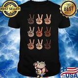 Melanin Skin Tone Peace Sign, Be Kind, Black History Month T-Shirt