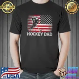 Mens Hockey Dad Vintage American Flag Retro Father's Day Premium T-Shirt