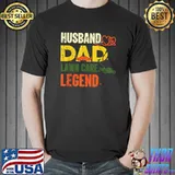 Mens Husband Dad Lawn Care Legend Mowing Gardener Father Funny T-Shirt