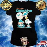 Miami Dolphins Lets Play Football Together Snoopy NFL Shirts Ladies tee