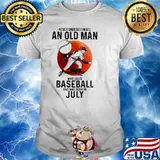 Never Underestimate An Old Man Who Loves Baseball And Was Born In July Blood Moon Shirt