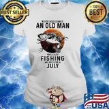 Never Underestimate An Old Man Who Loves Fishing And Was Born In July Blood Moon Shirt Ladies tee
